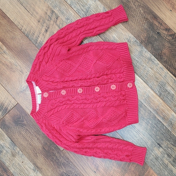 L.L. Bean Other - LL Bean Bright Pink Cable Knit Cardigan, Size 4